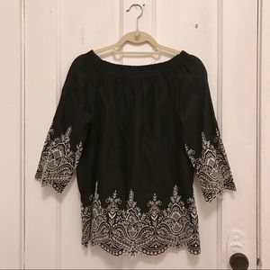 Zara Black Embroidered Top